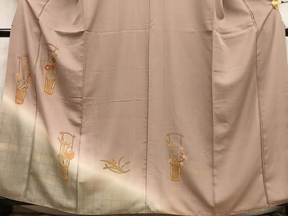 平和屋着物■訪問着 刺繍 飾花文 暈し染め 金彩 正絹 逸品 AABF6400oa