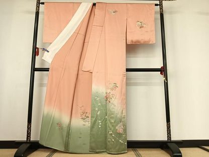 平和屋着物▽訪問着 単衣 中国三大刺繍 相良刺繍 吉祥花車文 暈し染め 金銀糸 金彩 正絹 逸品 未使用 AABF6402jh