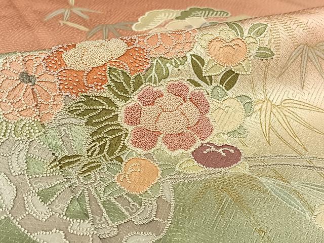 平和屋着物▽訪問着 単衣 中国三大刺繍 相良刺繍 吉祥花車文 暈し染め 金銀糸 金彩 正絹 逸品 未使用 AABF6402jh