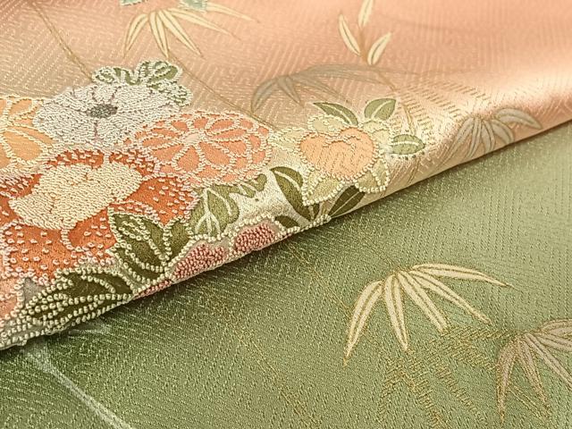平和屋着物▽訪問着 単衣 中国三大刺繍 相良刺繍 吉祥花車文 暈し染め 金銀糸 金彩 正絹 逸品 未使用 AABF6402jh