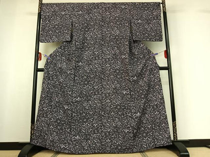 平和屋着物▽上質な小紋 単衣 草花文 正絹 逸品 AABF6403jh