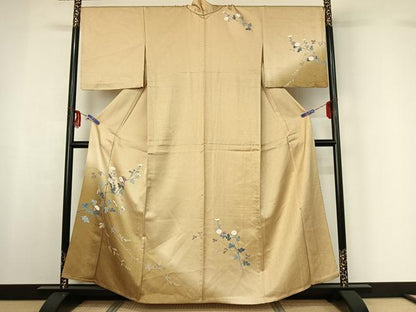 平和屋着物▽訪問着 単衣 草花文 暈し染め 正絹 逸品 AABF6404jh