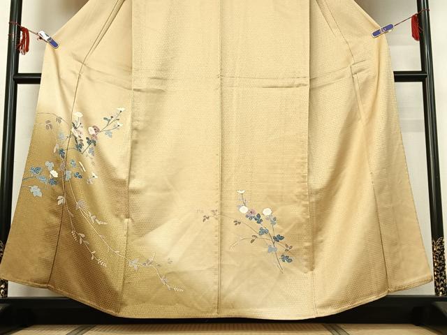 平和屋着物▽訪問着 単衣 草花文 暈し染め 正絹 逸品 AABF6404jh