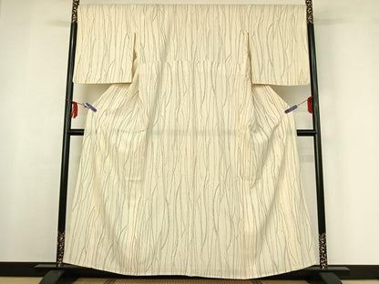 平和屋着物▽上質な小紋 無双 絽袷 絽×絽 変わり縞 正絹 逸品 AABF6405jh