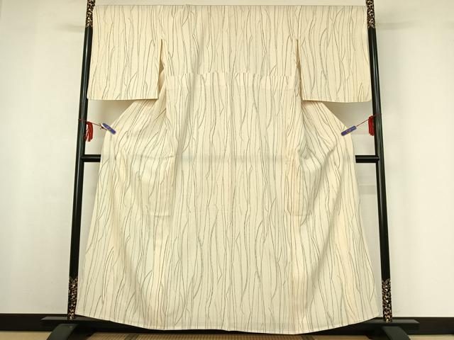 平和屋着物▽上質な小紋 無双 絽袷 絽×絽 変わり縞 正絹 逸品 AABF6405jh