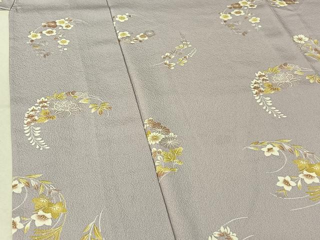 平和屋着物▽上質な小紋 単衣 草花文 正絹 逸品 AABF6406jh