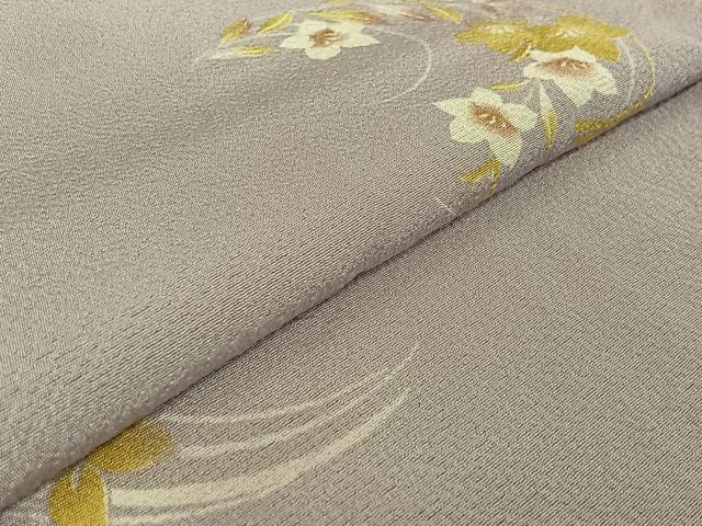平和屋着物▽上質な小紋 単衣 草花文 正絹 逸品 AABF6406jh