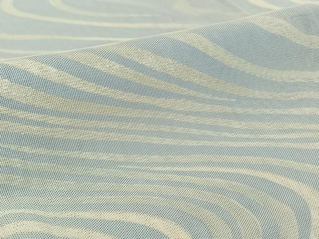 平和屋着物▽上質な小紋　無双　紗袷　紗×絽　作家物　流水文　銀彩　正絹　逸品　AABF6407jh