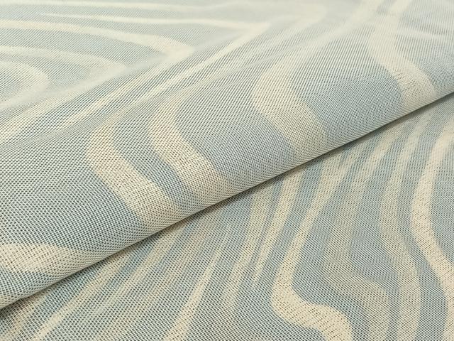平和屋着物▽上質な小紋　無双　紗袷　紗×絽　作家物　流水文　銀彩　正絹　逸品　AABF6407jh