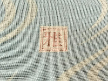 平和屋着物▽上質な小紋　無双　紗袷　紗×絽　作家物　流水文　銀彩　正絹　逸品　AABF6407jh