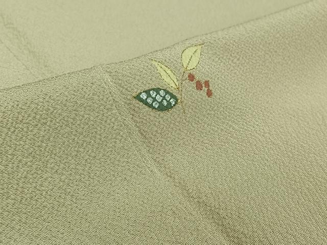 平和屋着物▽上質な小紋 単衣 南天文 金銀彩 鬼しぼ縮緬 正絹 逸品 AABF6411jh
