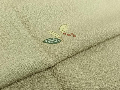 平和屋着物▽上質な小紋 単衣 南天文 金銀彩 鬼しぼ縮緬 正絹 逸品 AABF6411jh