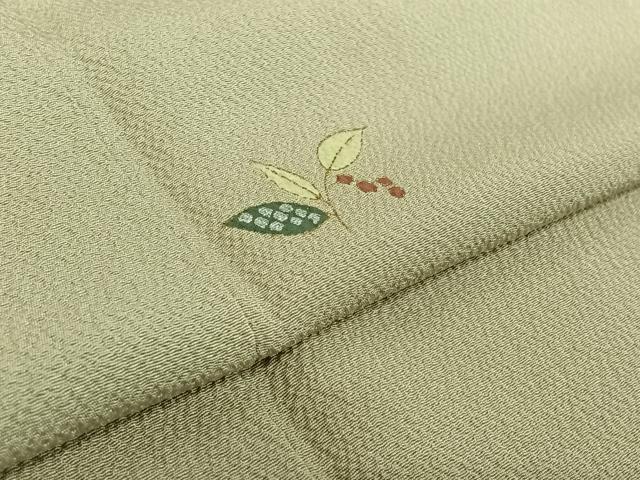 平和屋着物▽上質な小紋 単衣 南天文 金銀彩 鬼しぼ縮緬 正絹 逸品 AABF6411jh