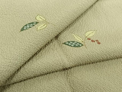平和屋着物▽上質な小紋 単衣 南天文 金銀彩 鬼しぼ縮緬 正絹 逸品 AABF6411jh