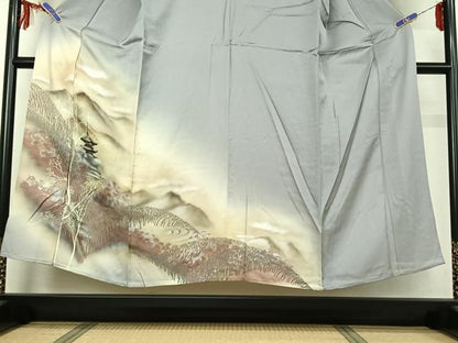 平和屋着物▽訪問着 単衣 風景文 暈し染め 正絹 逸品 AABF6412jh