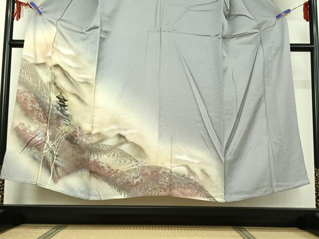 平和屋着物▽訪問着 単衣 風景文 暈し染め 正絹 逸品 AABF6412jh