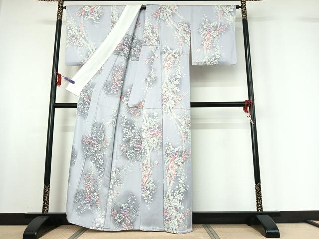 平和屋着物▽上質な小紋 単衣 熨斗花文 正絹 逸品 AABF6418jh