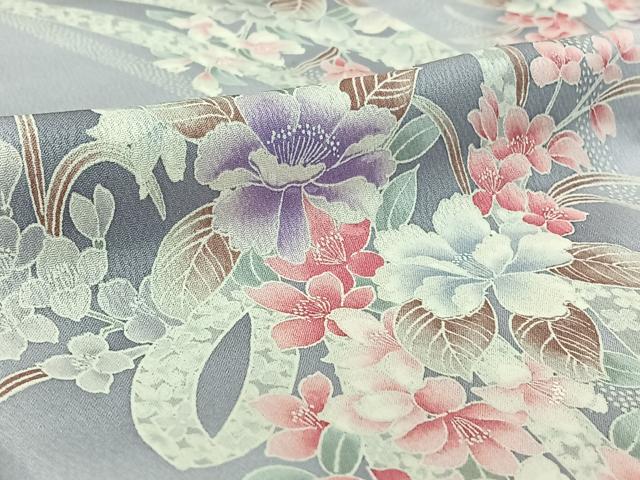 平和屋着物▽上質な小紋 単衣 熨斗花文 正絹 逸品 AABF6418jh