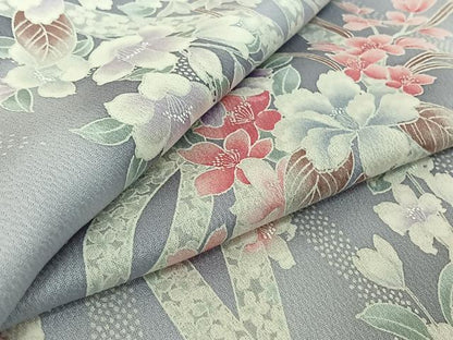 平和屋着物▽上質な小紋 単衣 熨斗花文 正絹 逸品 AABF6418jh