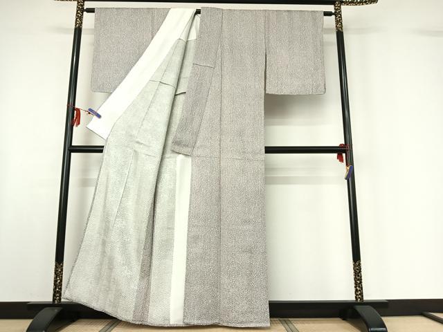 平和屋着物▽名門 藤娘きぬたや・総絞り 小紋 単衣 霞文 正絹 逸品 AABF6419jh