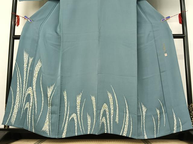 平和屋着物▽染色作家 石田凱宣 訪問着 単衣 流水文 金彩 正絹 逸品 AABF6420jh