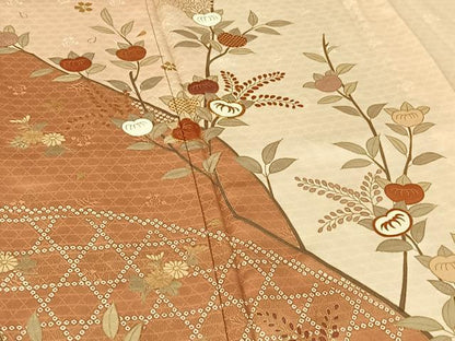 平和屋着物▽訪問着 単衣 駒刺繍 橘 金彩 やまと誂製 正絹 逸品 AABF6422jh