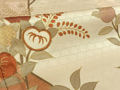 平和屋着物▽訪問着 単衣 駒刺繍 橘 金彩 やまと誂製 正絹 逸品 AABF6422jh