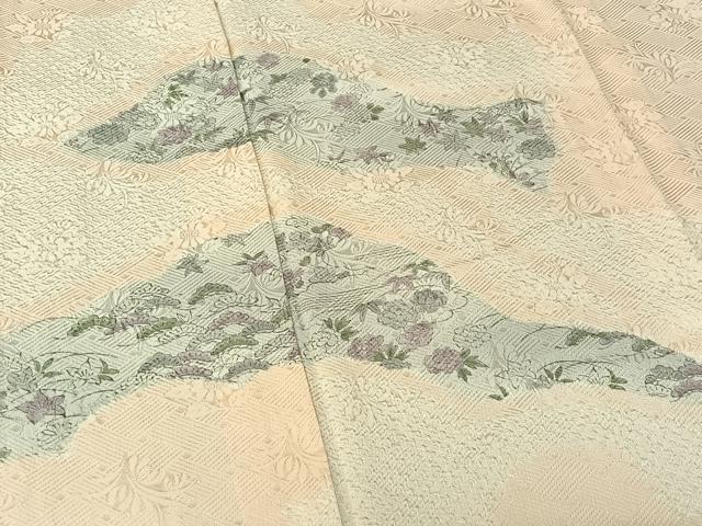 平和屋着物▽訪問着 単衣 手描き 草花文 正絹 逸品 AABF6424jh