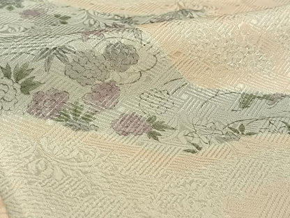 平和屋着物▽訪問着 単衣 手描き 草花文 正絹 逸品 AABF6424jh