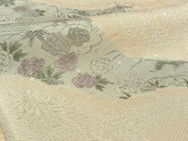 平和屋着物▽訪問着 単衣 手描き 草花文 正絹 逸品 AABF6424jh