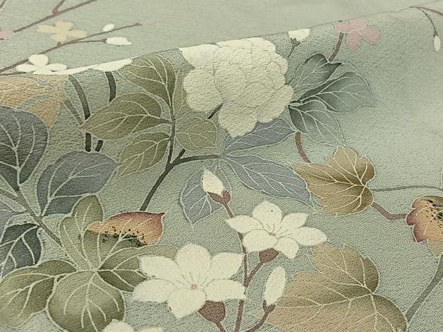 平和屋着物▽訪問着 単衣 友禅 作家物 枝花文 暈し染め 正絹 逸品 AABF6427jh