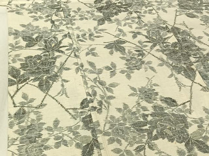 平和屋着物▽上質な紬 単衣 枝花文 正絹 逸品 AABF6431jh