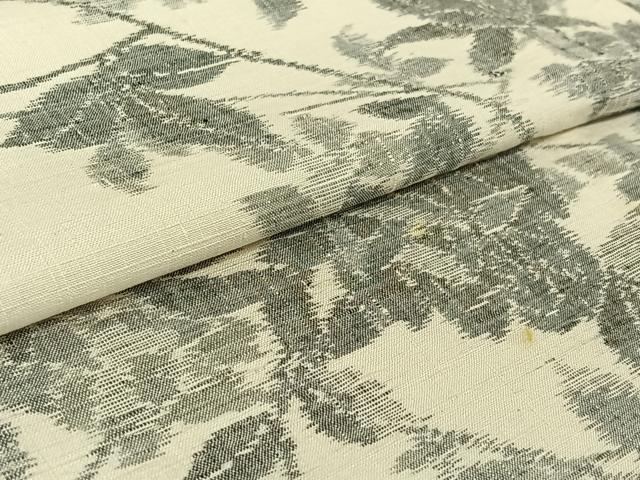 平和屋着物▽上質な紬 単衣 枝花文 正絹 逸品 AABF6431jh