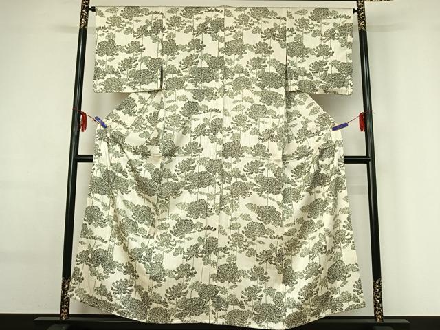 平和屋着物▽上質な小紋 単衣 草花文 正絹 逸品 AABF6432jh