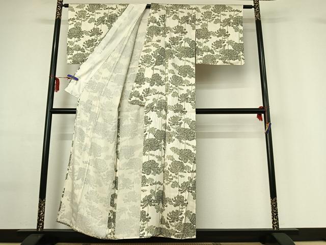 平和屋着物▽上質な小紋 単衣 草花文 正絹 逸品 AABF6432jh