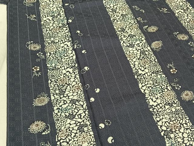 平和屋着物▽上質な小紋 単衣 型染め 花間道 正絹 逸品 AABF6433jh
