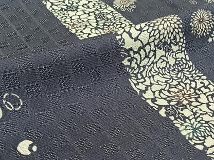 平和屋着物▽上質な小紋 単衣 型染め 花間道 正絹 逸品 AABF6433jh