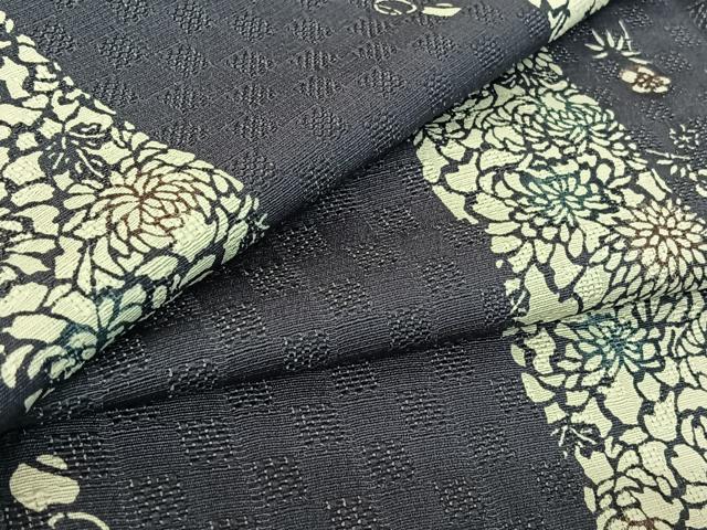 平和屋着物▽上質な小紋 単衣 型染め 花間道 正絹 逸品 AABF6433jh