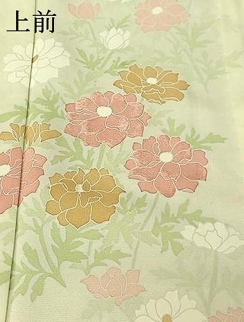 平和屋着物▽訪問着 単衣 刺繍 草花文 正絹 逸品 AABF6434jh