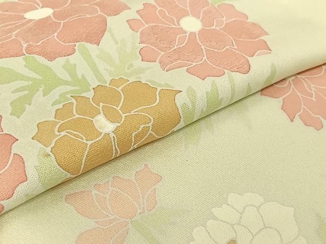 平和屋着物▽訪問着 単衣 刺繍 草花文 正絹 逸品 AABF6434jh