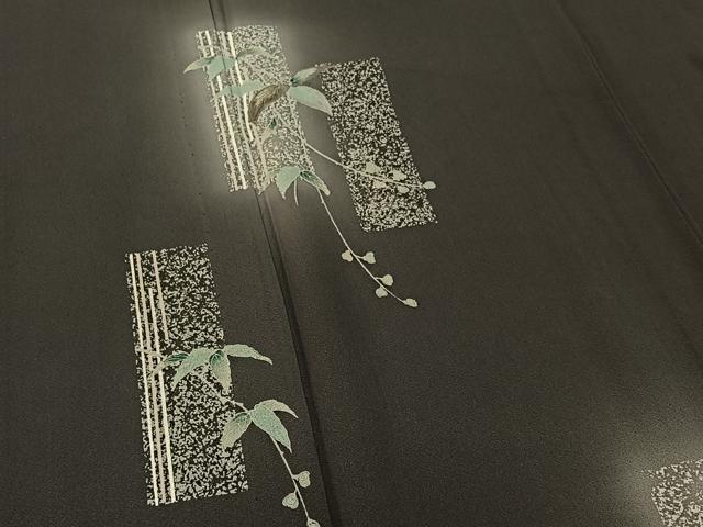 平和屋着物▽訪問着 単衣 刺繍 短冊枝葉文 暈し染め 金彩 正絹 逸品 AABF6437jh