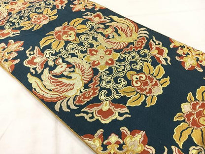 平和屋着物◎六通柄　本袋帯　唐織　双鳥花文　金糸　正絹　逸品　AABF6449uk
