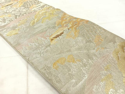 平和屋着物◎佐賀錦　六通柄袋帯　大都の四季　金銀糸　正絹　逸品　AABF6455uk