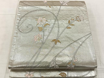 平和屋着物◎六通柄袋帯　唐織　花唐草文　金銀糸　正絹　逸品　AABF6462uk
