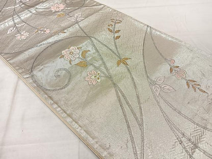 平和屋着物◎六通柄袋帯　唐織　花唐草文　金銀糸　正絹　逸品　AABF6462uk