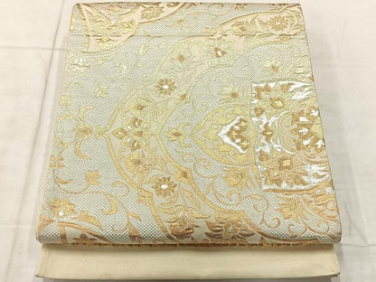 平和屋着物◎六通柄袋帯　更紗花文　金銀糸　正絹　逸品　AABF6463uk
