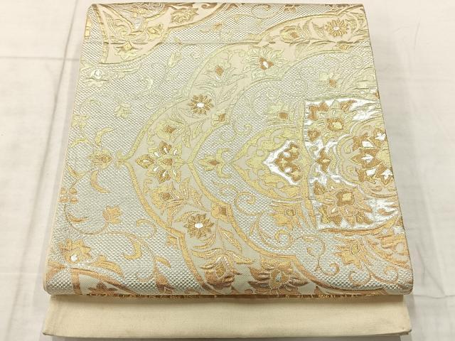 平和屋着物◎六通柄袋帯　更紗花文　金銀糸　正絹　逸品　AABF6463uk
