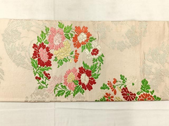 平和屋着物◎九寸名古屋帯　花丸文　正絹　逸品　AABF6473uk