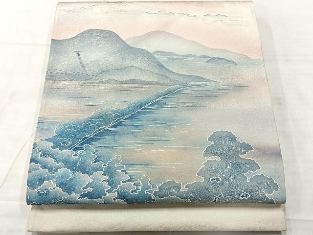平和屋着物◎太鼓柄袋帯　風景文　正絹　逸品　AABF6480uk