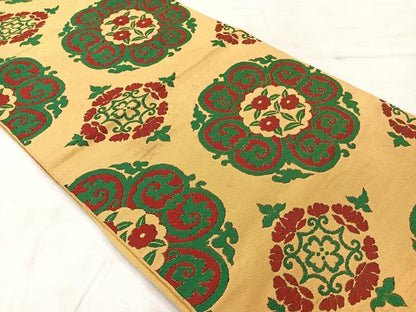 平和屋着物◎六通柄　本袋帯　洋花文　正絹　逸品　AABF6481uk